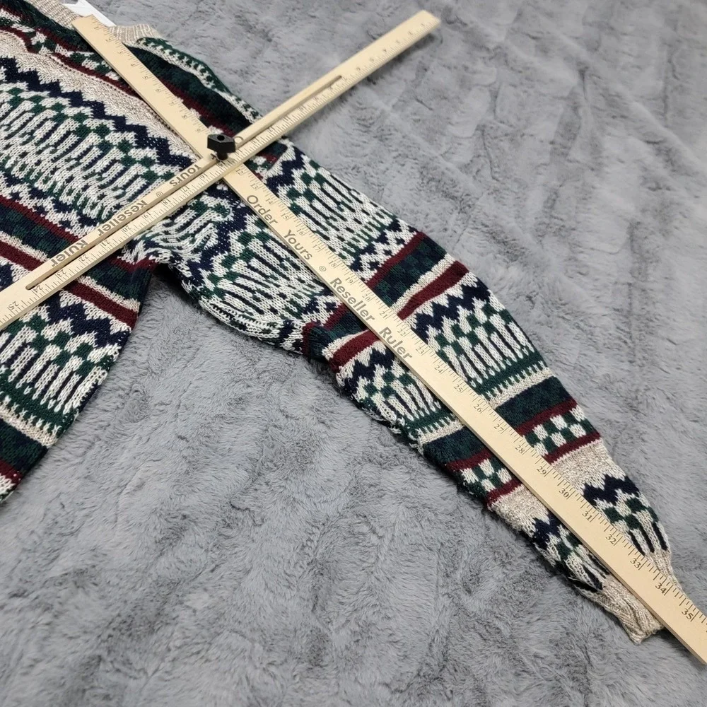 Vintage New Era Cardigan Sweater Mens XL (Fits L) Fair Isle Acrylic Knit Grandpa
